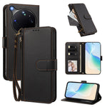 For Oppo Find X9 Ultra 5G Case 4 Card Slots Wallet Stand PU Leather Phone Cover with Wrist Strap