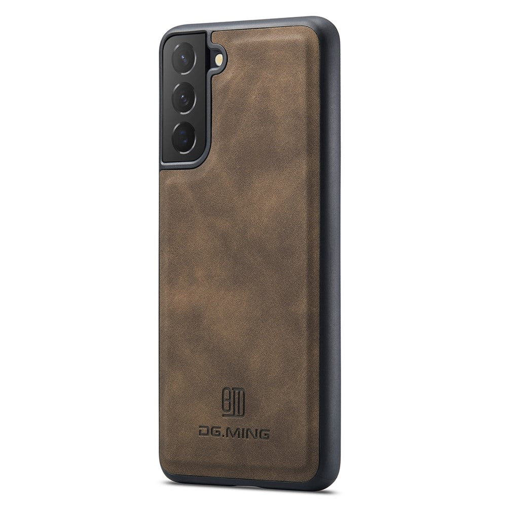 DG.MING For Samsung Galaxy S21 4G / S21 5G Case PU Leather Covered PC + TPU Hybrid Phone Shell