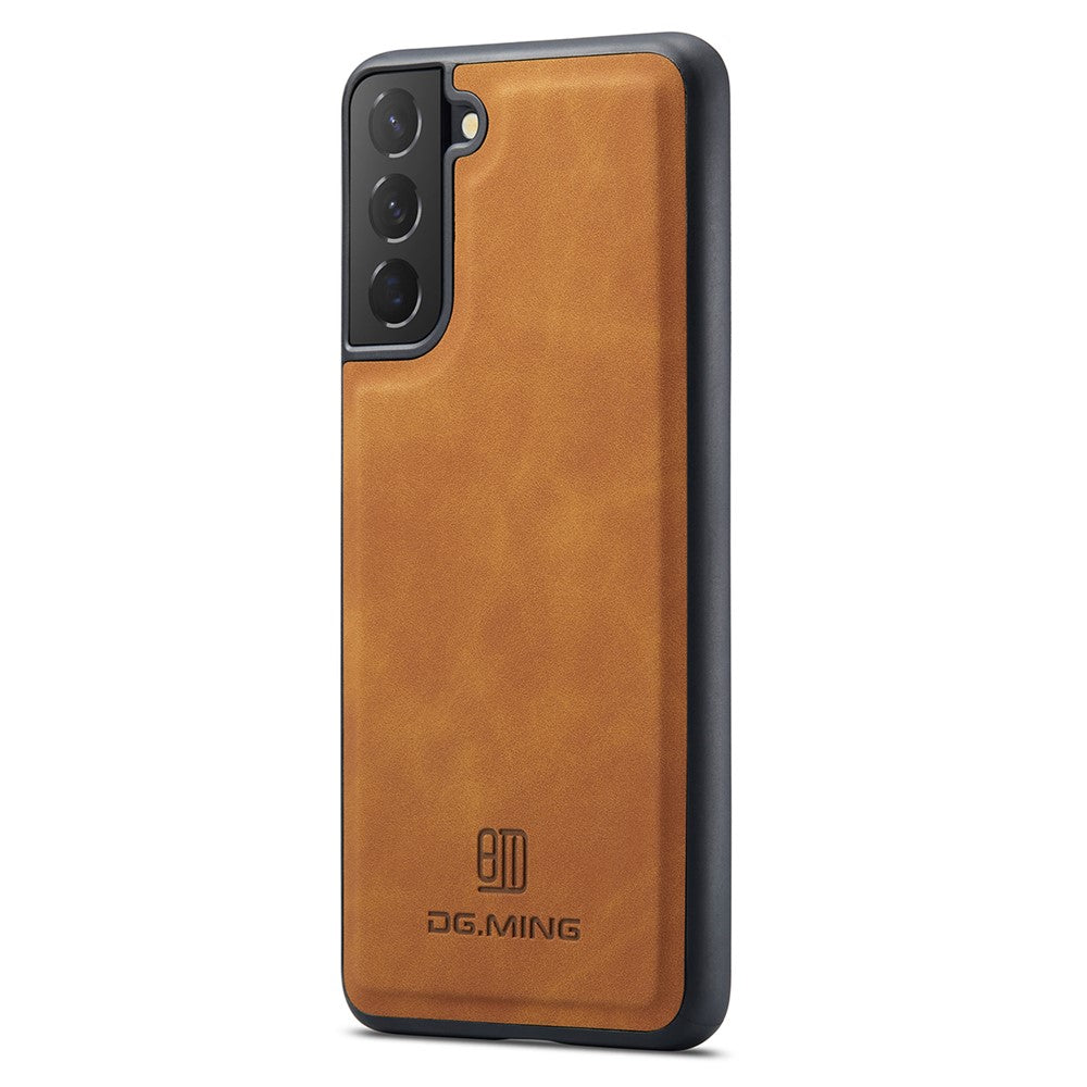 DG.MING För Samsung Galaxy S21 4G / S21 5G Skal PU Läder Täckt PC + TPU Hybrid mobilskal