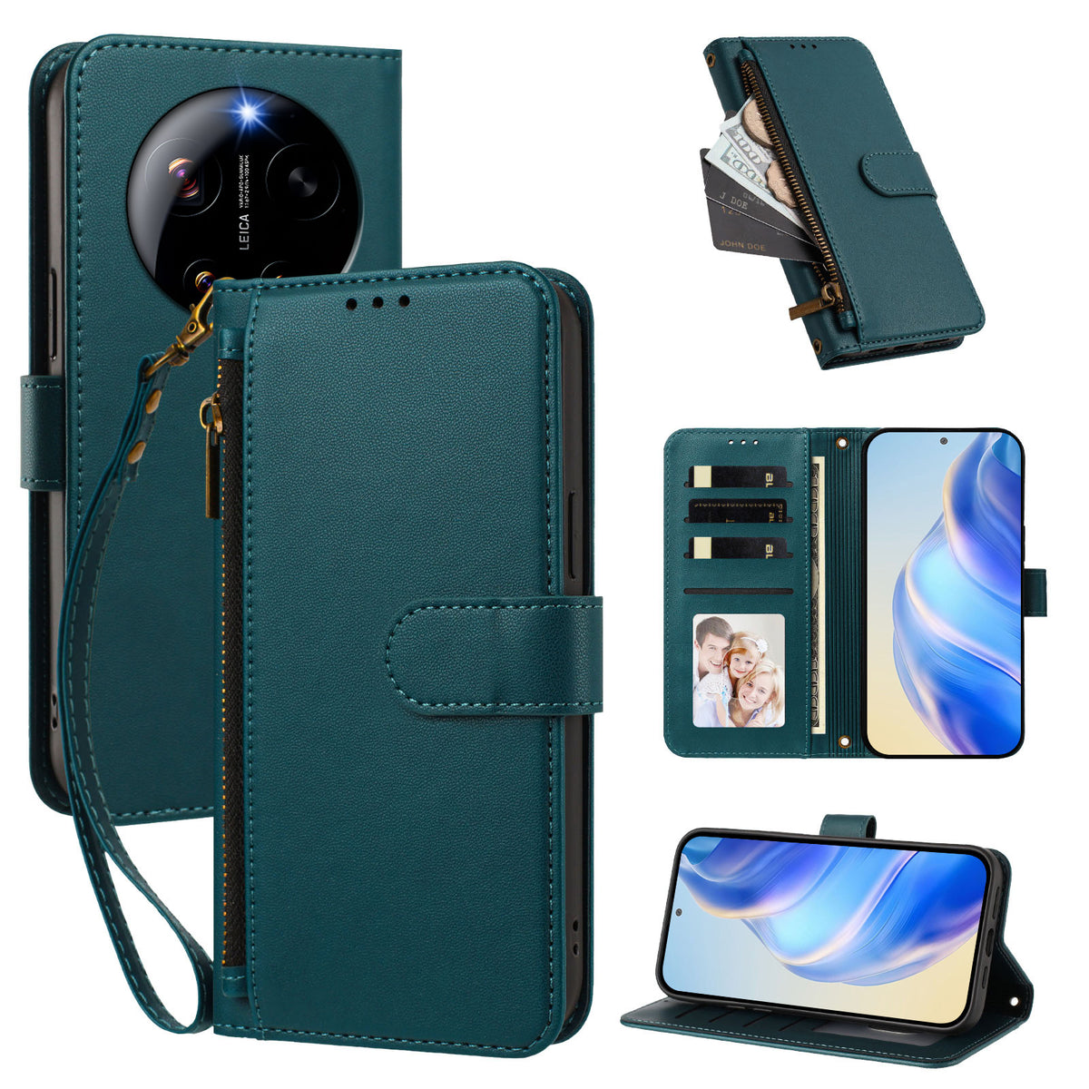For Xiaomi 17 Ultra 5G Case 4 Card Slots Wallet Stand PU Leather Phone Cover with Wrist Strap