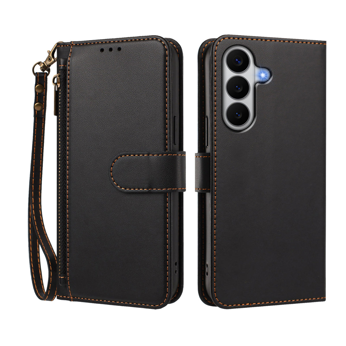For Samsung Galaxy A27 5G Case 4 Card Slots Wallet Stand PU Leather Phone Cover with Wrist Strap