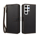 For Samsung Galaxy S24 Ultra Case 4 Card Slots Wallet Stand PU Leather Phone Cover with Wrist Strap