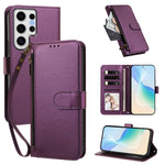 For Samsung Galaxy S24 Ultra Case 4 Card Slots Wallet Stand PU Leather Phone Cover with Wrist Strap