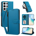 For Samsung Galaxy S24 Ultra Case 4 Card Slots Wallet Stand PU Leather Phone Cover with Wrist Strap