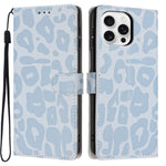 Til iPhone 16 Pro Cover Leopard Print Pung Stand Flip Læder Telefoncover med Håndrem