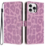 Til iPhone 16 Pro Cover Leopard Print Pung Stand Flip Læder Telefoncover med Håndrem