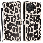 For iPhone 16 Pro Max Case Leopard Print Wallet Stand Flip Leather Phone Cover with Wrist Strap