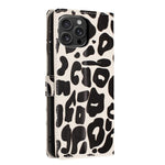 For iPhone 16 Pro Max Case Leopard Print Wallet Stand Flip Leather Phone Cover with Wrist Strap