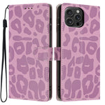 For iPhone 16 Pro Max Case Leopard Print Wallet Stand Flip Leather Phone Cover with Wrist Strap