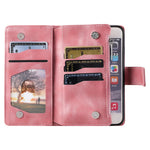 For iPhone 13 mini 5.4 inch PU Leather Mandala Flower Imprinted Wallet Case Multiple Card Slots Magnetic Closure Zipper Pocket Stand Cover with Strap