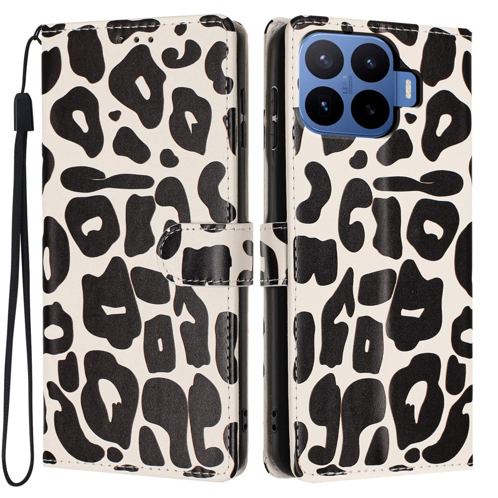 For Xiaomi 17T Pro Case Leopard Print Wallet Stand Flip Leather Phone Cover with Wrist Strap