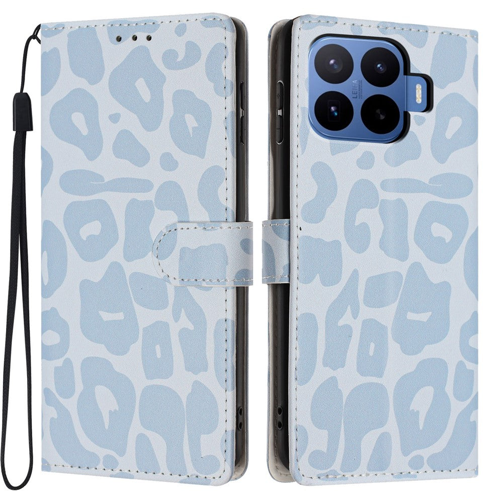 For Xiaomi 17T Pro Case Leopard Print Wallet Stand Flip Leather Phone Cover with Wrist Strap