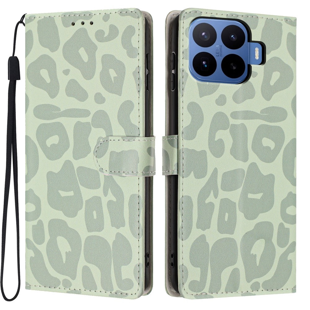 For Xiaomi 17T Pro Case Leopard Print Wallet Stand Flip Leather Phone Cover with Wrist Strap