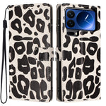 For Xiaomi 17 Pro Case Leopard Print Wallet Stand Flip Leather Phone Cover with Wrist Strap