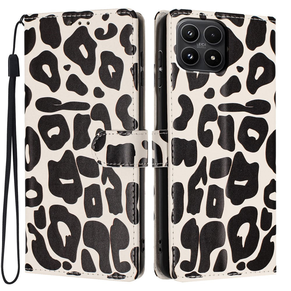 Xiaomi 17-skal Leopardmönster Plånboksfodral Flip Lädermobilfodral med Handledsrem