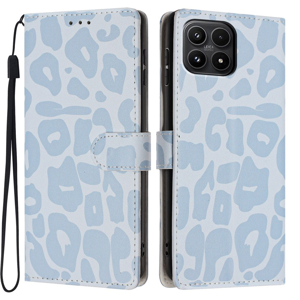 For Xiaomi 17 Case Leopard Print Wallet Stand Flip Leather Phone Cover with Wrist Strap