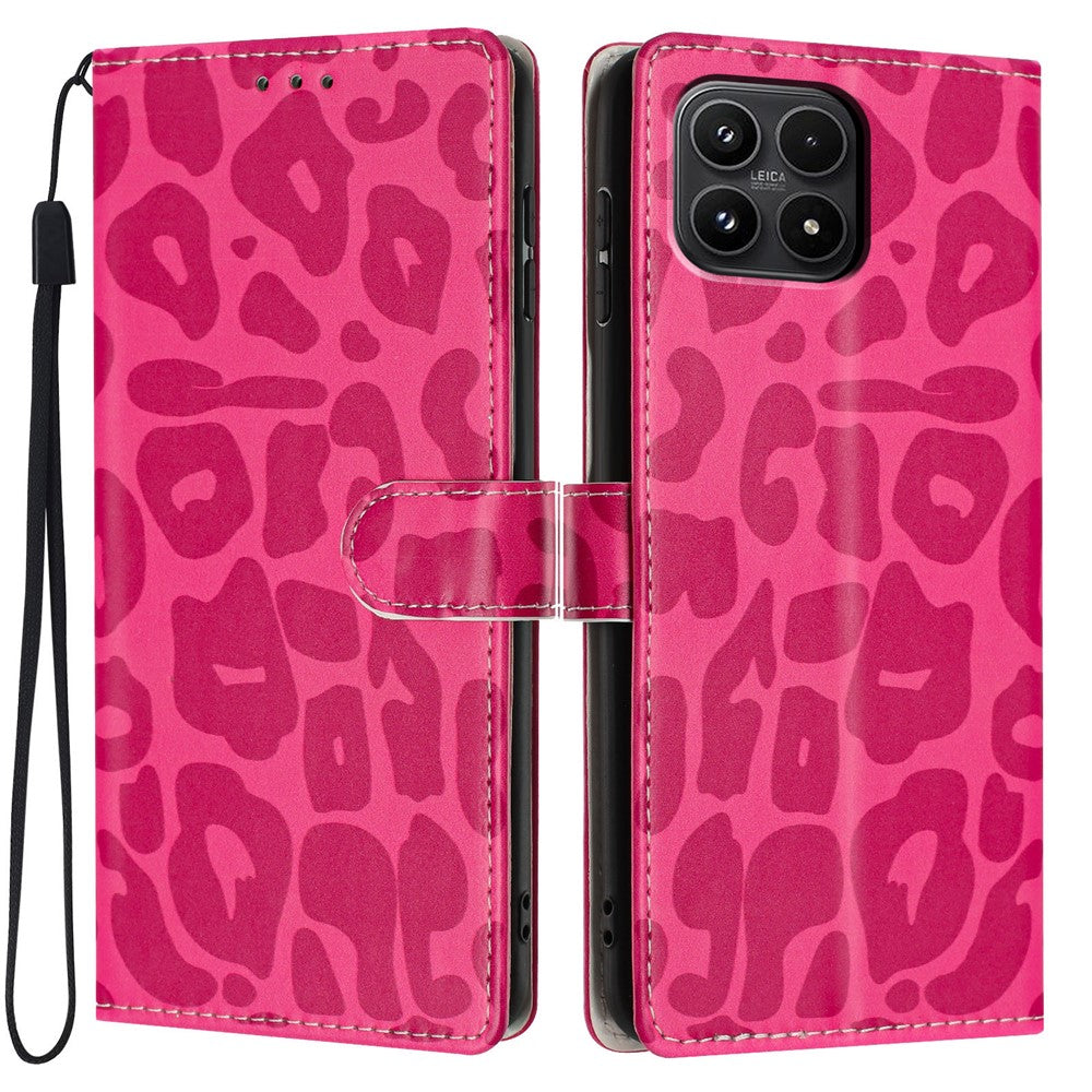 For Xiaomi 17 Case Leopard Print Wallet Stand Flip Leather Phone Cover with Wrist Strap
