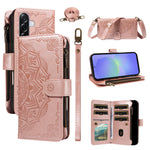 For Samsung Galaxy A36 5G Wallet Case 9 Card Slots RFID Blocking Mandala Embossed Leather Flip Cover with Wrist Strap