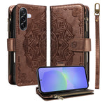 For Samsung Galaxy A36 5G Wallet Case 9 Card Slots RFID Blocking Mandala Embossed Leather Flip Cover with Wrist Strap