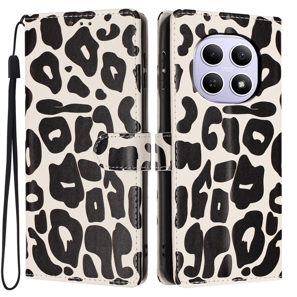 For Xiaomi Redmi Note 15 5G (Global)  /  Poco M8 5G Case Leopard Print Wallet Stand Flip Leather Phone Cover with Wrist Strap