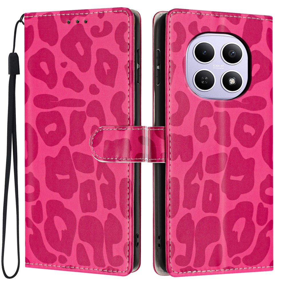 For Xiaomi Redmi Note 15 5G (Global)  /  Poco M8 5G Case Leopard Print Wallet Stand Flip Leather Phone Cover with Wrist Strap