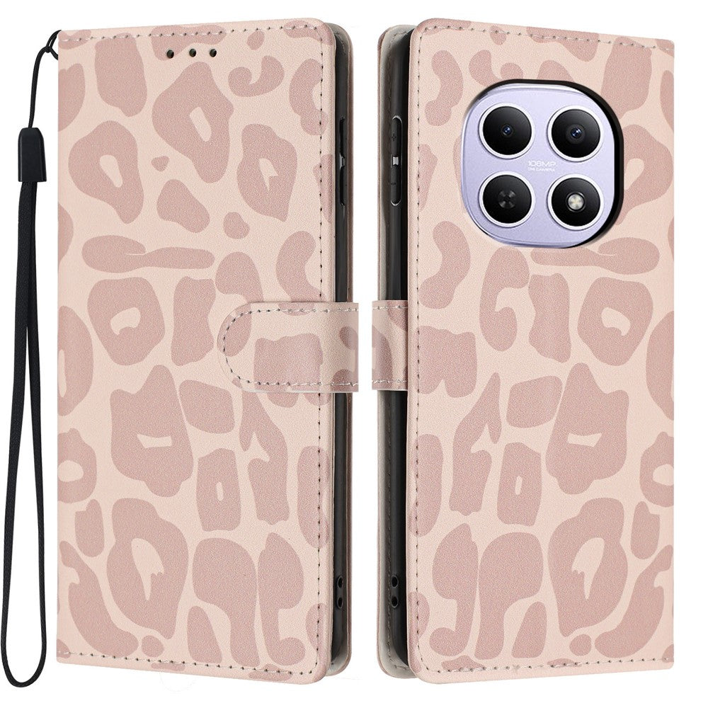 For Xiaomi Redmi Note 15 5G (Global)  /  Poco M8 5G Case Leopard Print Wallet Stand Flip Leather Phone Cover with Wrist Strap