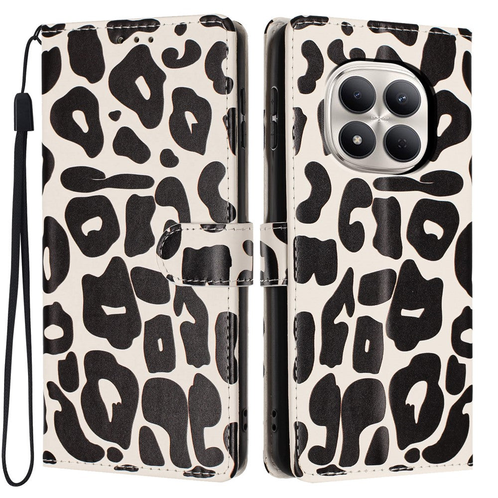 For Xiaomi Redmi Note 15 Pro 5G (Global) Case Leopard Print Wallet Stand Flip Leather Phone Cover with Wrist Strap