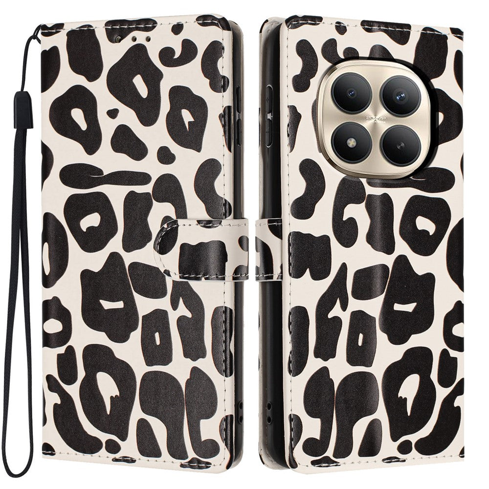 For Xiaomi Redmi Note 15 Pro+ 5G (Global)  /  Poco M8 Pro 5G Case Leopard Print Wallet Stand Flip Leather Phone Cover with Wrist Strap