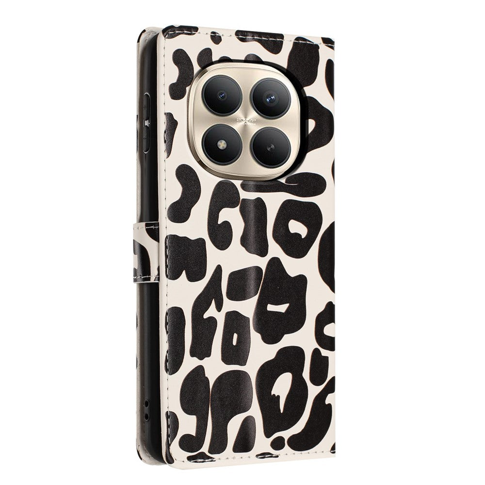 For Xiaomi Redmi Note 15 Pro+ 5G (Global)  /  Poco M8 Pro 5G Case Leopard Print Wallet Stand Flip Leather Phone Cover with Wrist Strap