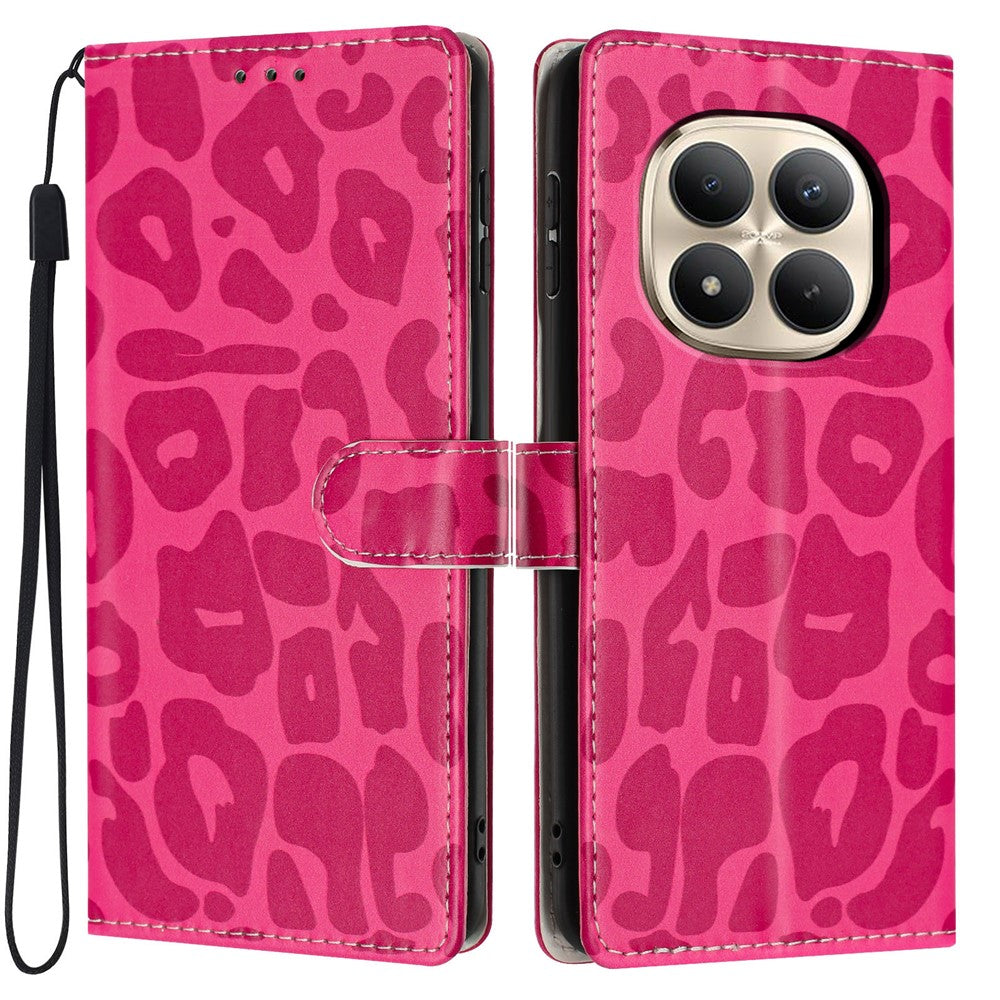 For Xiaomi Redmi Note 15 Pro+ 5G (Global)  /  Poco M8 Pro 5G Case Leopard Print Wallet Stand Flip Leather Phone Cover with Wrist Strap