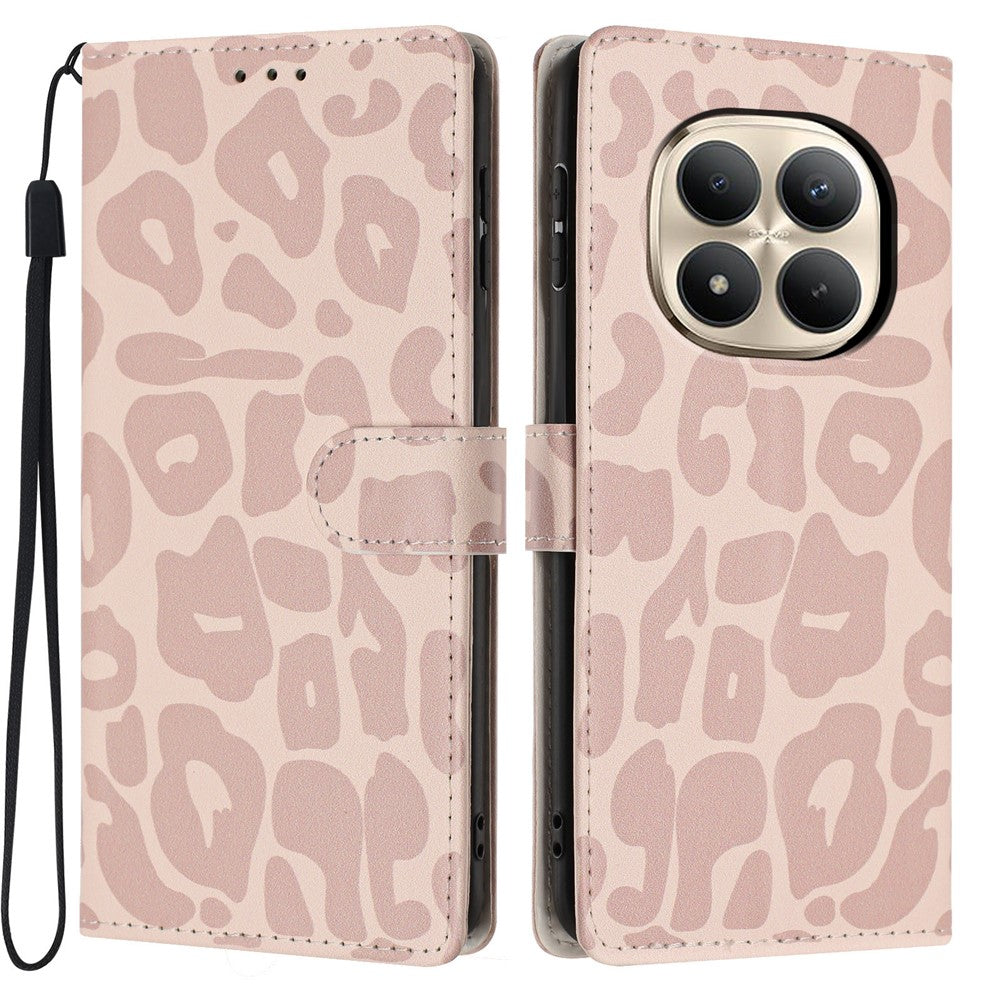 For Xiaomi Redmi Note 15 Pro+ 5G (Global)  /  Poco M8 Pro 5G Case Leopard Print Wallet Stand Flip Leather Phone Cover with Wrist Strap