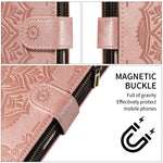 Til Samsung Galaxy S24 FE Pung-etui med 9 kortlommer, RFID-blokering, præget Mandala-mønster, flipcover i læder med håndledsrem