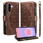 Samsung Galaxy A27 5G Plånboksfodral med 9 kortfack RFID-blockerande mandala-präglat läderflipfodral med handledsrem