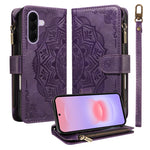 Samsung Galaxy A27 5G Plånboksfodral med 9 kortfack RFID-blockerande mandala-präglat läderflipfodral med handledsrem