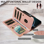 Til iPhone 15 Pro pung-etui, 9 kortlommer, RFID-blokerende, Mandala-præget læder-flipcover med håndledsrem