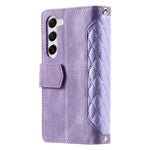 Samsung Galaxy S23 005 Style Rhombus Präglat Plånboksfodral PU-läder Magnetisk stängning Handväska Blixtlåsficka Stativ Flip mobilfodral med Rem