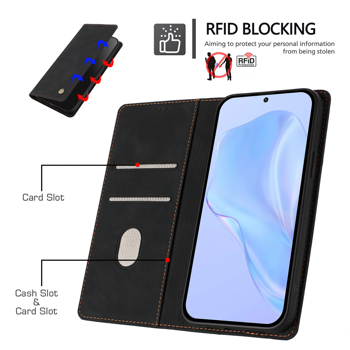 For Honor Win Turbo 5G Case HX RFID Blocking Wallet Stand Leather Flip Phone Cover