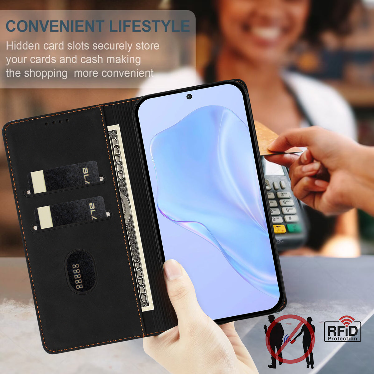 For Honor Win Turbo 5G Case HX RFID Blocking Wallet Stand Leather Flip Phone Cover