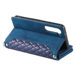For Samsung Galaxy S23+ 005 Style Rhombus Imprinted PU Leather Flip Wallet Case Magnetic Handbag Zipper Pocket Stand Phone Cover with Strap