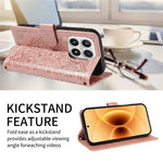 For Xiaomi 17 Wallet Case Embossed Mandala Pattern PU Leather + TPU Cover with Wrist Strap