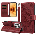 For Xiaomi 17 Wallet Case Embossed Mandala Pattern PU Leather + TPU Cover with Wrist Strap