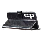 Til Samsung Galaxy A18 4G Pung Etui Glitter Anti-ridse Læder Stand Telefoncover med Rem