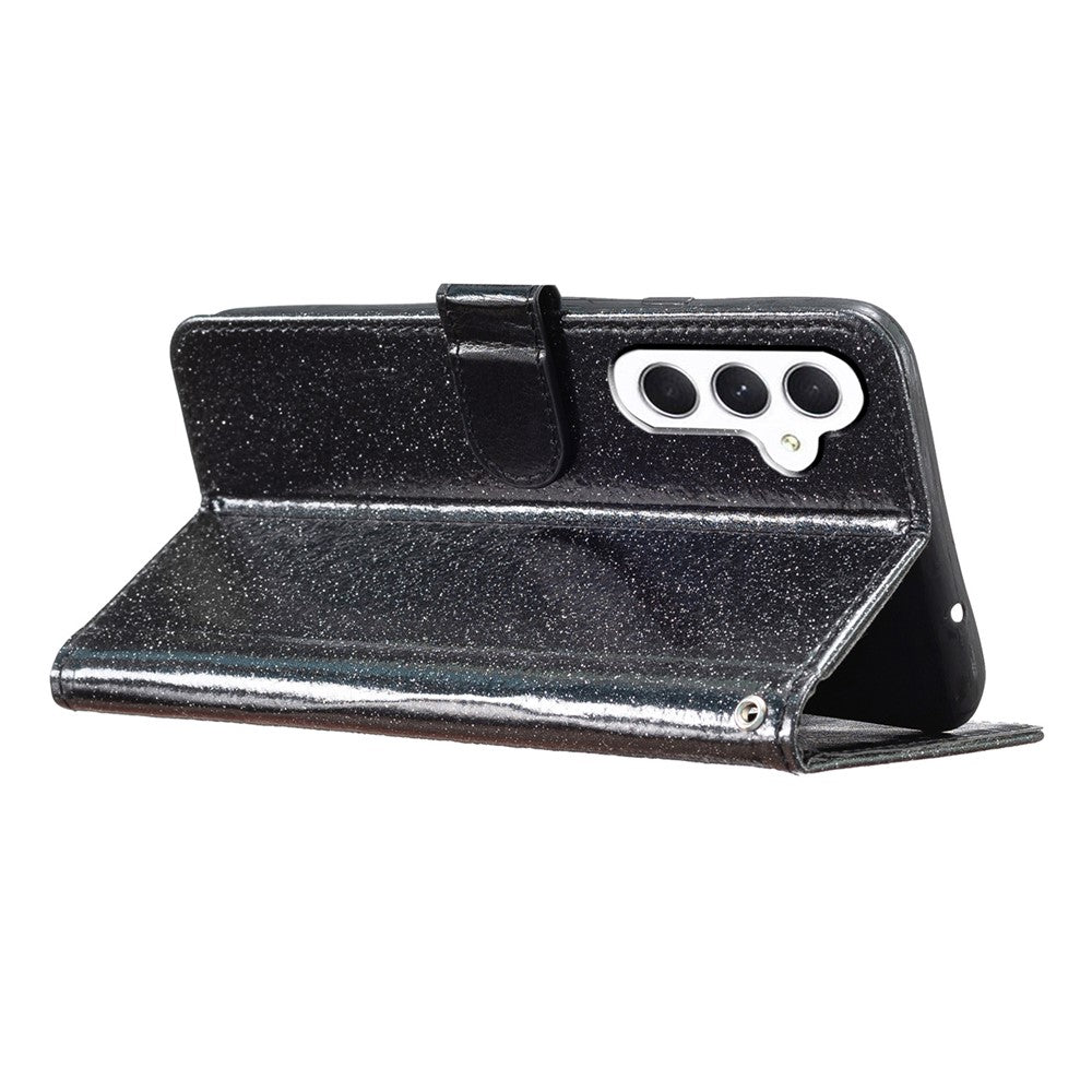 Til Samsung Galaxy A18 4G Pung Etui Glitter Anti-ridse Læder Stand Telefoncover med Rem