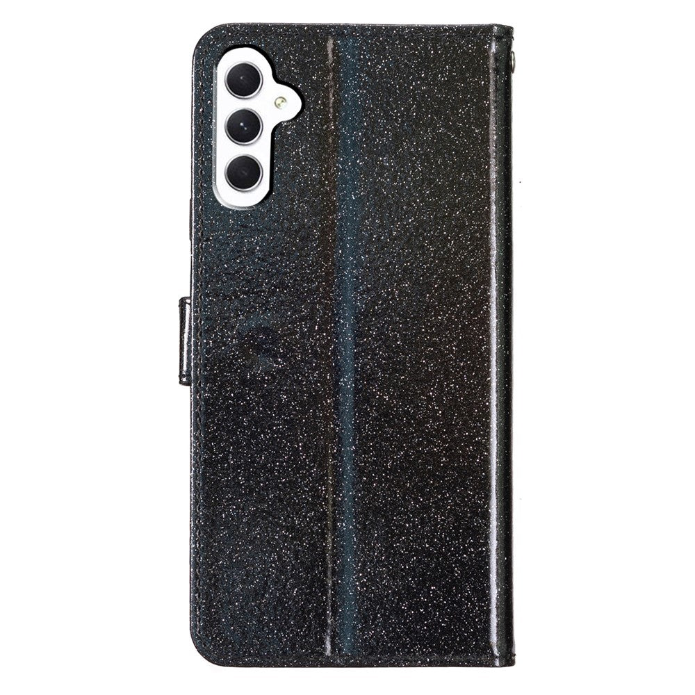 Til Samsung Galaxy A18 4G Pung Etui Glitter Anti-ridse Læder Stand Telefoncover med Rem
