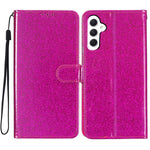 Til Samsung Galaxy A18 4G Pung Etui Glitter Anti-ridse Læder Stand Telefoncover med Rem
