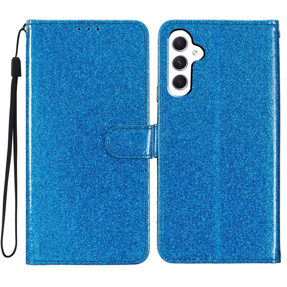 Til Samsung Galaxy A18 4G Pung Etui Glitter Anti-ridse Læder Stand Telefoncover med Rem