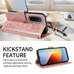 For Xiaomi Redmi A7 Pro 4G (171.56mm) Wallet Case Embossed Mandala Pattern PU Leather + TPU Cover with Wrist Strap
