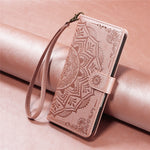 For Xiaomi Redmi A7 Pro 4G (171.56mm) Wallet Case Embossed Mandala Pattern PU Leather + TPU Cover with Wrist Strap