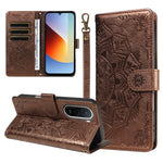 For Xiaomi Redmi A7 Pro 4G (171.56mm) Wallet Case Embossed Mandala Pattern PU Leather + TPU Cover with Wrist Strap