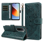For Xiaomi Redmi A7 Pro 4G (171.56mm) Wallet Case Embossed Mandala Pattern PU Leather + TPU Cover with Wrist Strap